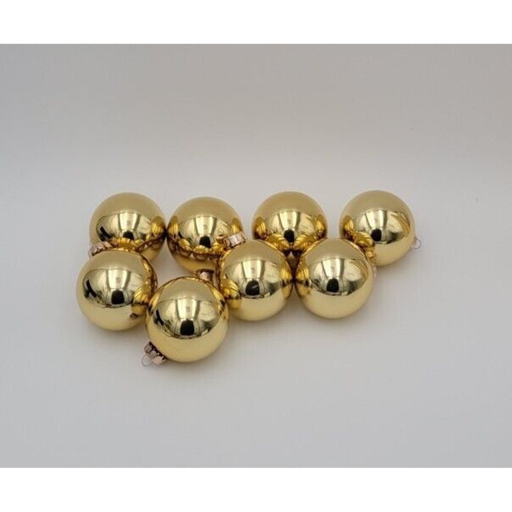 Set Of 8 Holiday‎ Living Glass Ornaments 2 1/2" Shiny Gold Balls